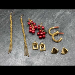 PIERCED Vintage women’s bundle 5x pairs earrings gold enamel hoops